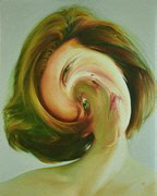 distorted face of a woman