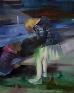 girl appears to be acting like a sleepwalker, performing vague function in dreamy scenery